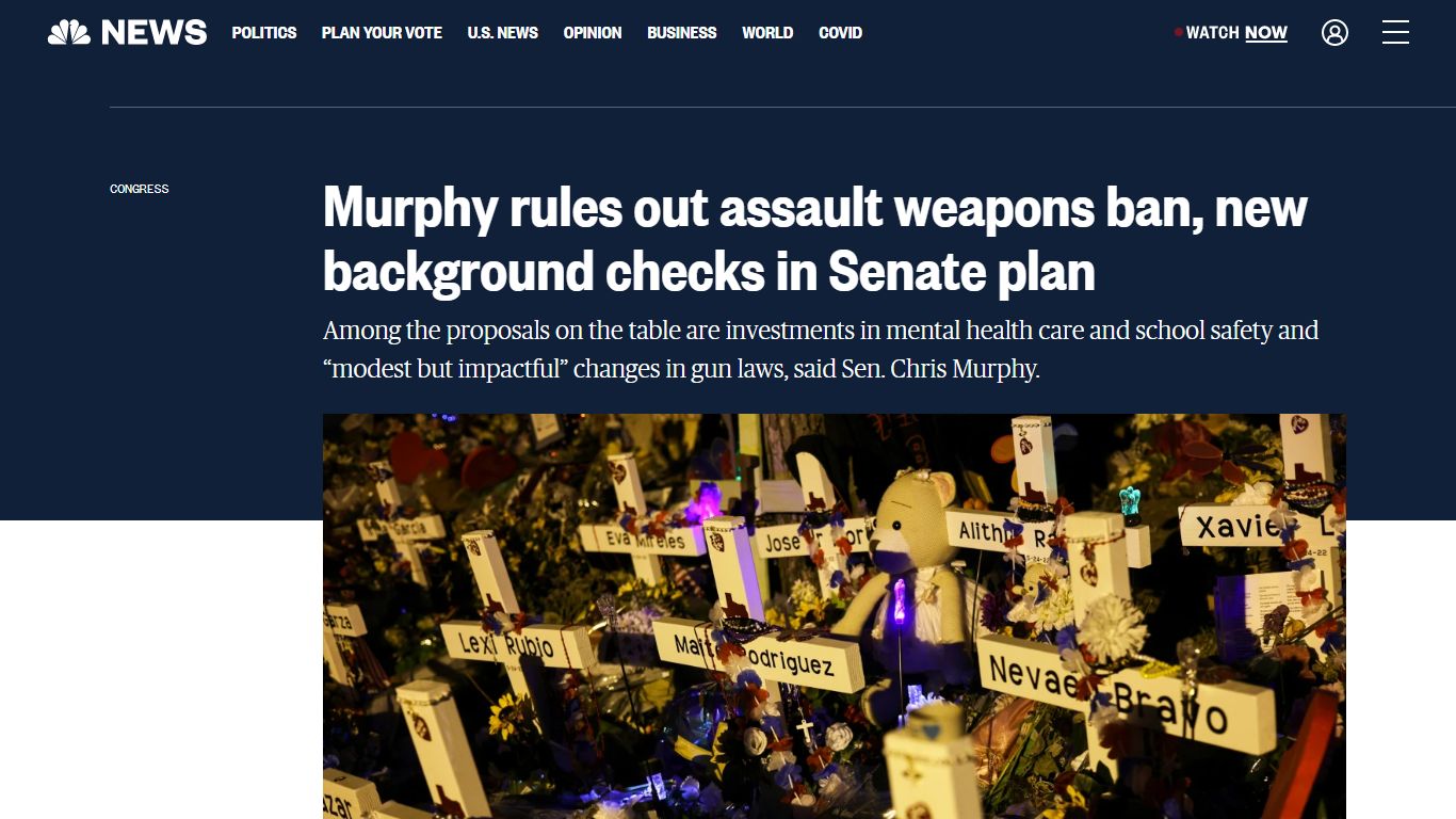 Murphy rules out assault weapons ban, new background checks in Senate plan