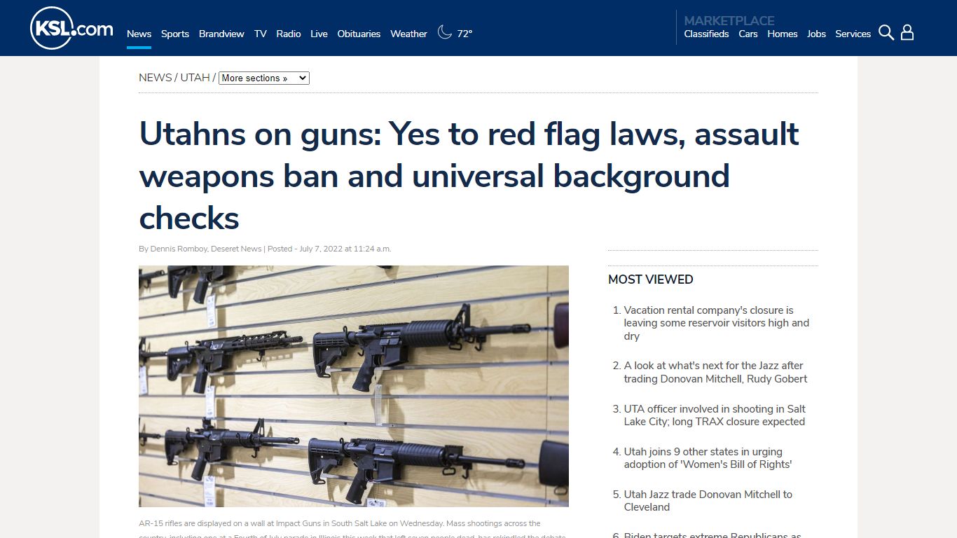 Utahns on guns: Yes to red flag laws, assault weapons ban and ... - KSL